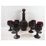 Cape Cod Red Decanter & Glasses Bar Set