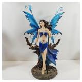Warrior Fairy with Staff Blue Figurine Metal Wings