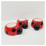 3 ladybugs Candle Holders Lady Bug