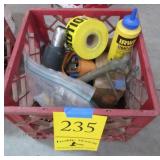Crate of Clamps, Ratchet Straps, Caution