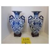 Pair of Matching Blue Urns