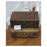 2) Leather Suit Cases w/Books Inside