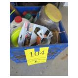 Crate w/Bar Oil, Hatchet, Weed Eater Line