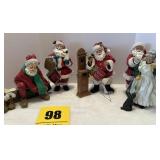 (5) Santas including Santa ice-skating Santa with
