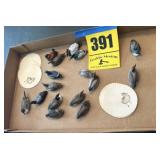 Box of miniature ducks, and duck coasters