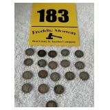 (18) mercury, silver dimes, and one barber silver