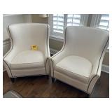 Matching pair of Bassett barrel style chairs