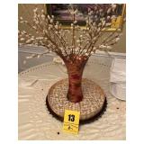 Lazy Susan with tray and flower arrangement