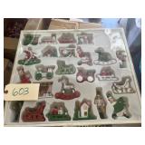 24 piece hand-painted wood ornament set and light