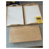 Cutting board and two serving trays