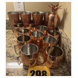 Hammered copper coffee cups water cups and