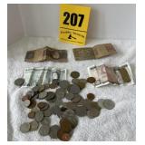 Foreign paper, money, and coins various countries