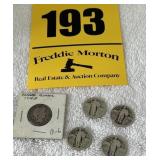 (5)  total silver quarters including one barber