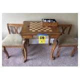 Gaming table chest and backgammon with two chairs