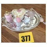 Beauty tray and perfume bottles, dresser box