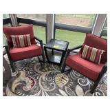 2 outdoor patio rockers, and cocktail table