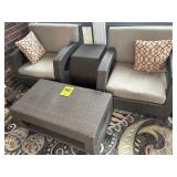 4 pieces of outdoor patio furniture, two chairs,