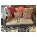 Outdoor patio loveseat, and footstool