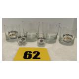 Jack Daniels, whiskey, glasses and shot glasses