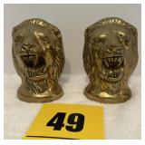 Lions head brass book ends