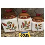 Hot pepper, three-piece canister set