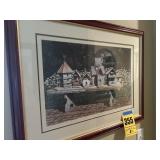 Framed birdhouse picture upstairs
