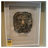 Beautiful lion, head framed decorative piece