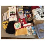 Tote, full of decorative towels, hand towels