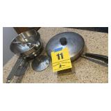 Food strainer, and skillet with lid