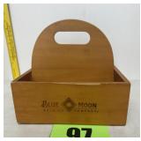 Blue moon wooden crate with handle