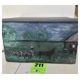 Decorative wooden box very nice farmer with mule