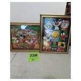 Disney characters, glitter art