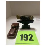 Book knife with leather carrying case