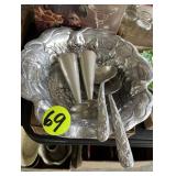 Metal Salad Bowl & Chalices