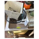 Wall Shelf, Wire Basket & Misc. Decor.