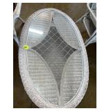 Wicker Glass Top Oval Coffee Table