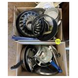(2) Boxes w/Pans, Lids, Placemats & Runner