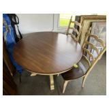 Solid Round Wood Table w/(2) Ladder Back Chairs 48