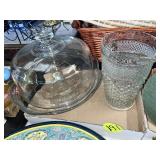 Glass Cake Stand & Pitcher