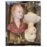 (2) Ceramic Ladies Busts 14 Inches Tall