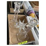 Crystal Tree Top & Glass Candle Holders