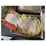 Glass Pumpkin, (2) Plates & Towel