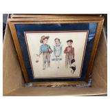 (3) Rockwell Prints & (2) Sue Ann Paintings