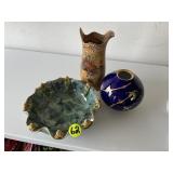 (2) Vases & Bowl
