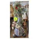 (2) Boxes Ceramic Snowman & Christmas Tree