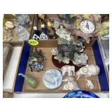 Assorted Elephant Figurines & Clock