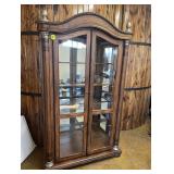 Lighted Mirrored 2 Door Glass China Hutch 80 Tall