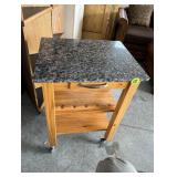 Rolling Granite Top Table 21 Inches x 25 Inches x