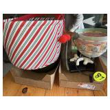 (2) Boxes & Baskets w/Faucet Knobs & Glassware