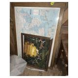 USA Framed Map & Deer Picture